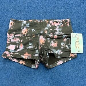 Fleo Women's Abstract Black and Pink Athletic Shorts